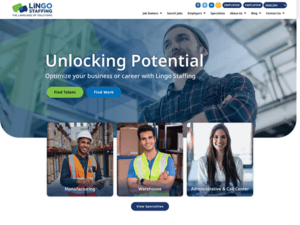 A website design for a construction company showcasing 20 Best Staffing Websites.