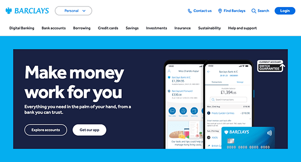 A website with a blue background and the words sarcus make money work for you.